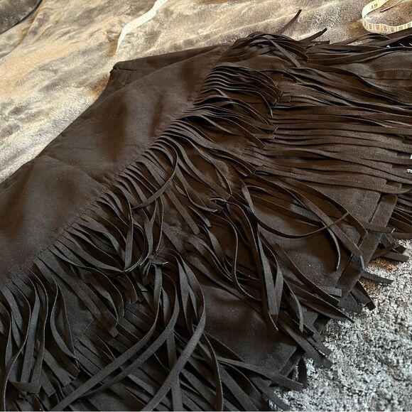 Black Fringe Mini Skirt - Picture 1 of 10